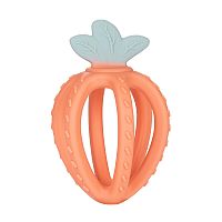 Canpol babies 3D Silikónová senzorická hryzačka JAHODA oranžová