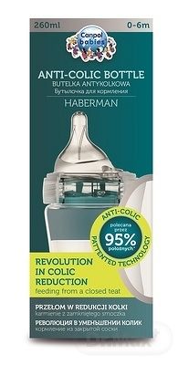 Canpol babies protikoliková láhev Haberman Méďa modrá 260ml