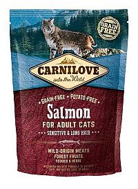Carnilove Cat Grain Free Salmon Adult Sensitive&Long Hair 1×400 g, granule pre mačky