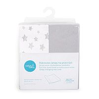 CEBA Poťah na prebaľovaciu podložku 50 x 70-80 Light Grey + Grey Stars 2ks 1×2 ks, s hviezdičkami