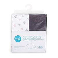 CEBA Poťah na prebaľovaciu podložku Dark Grey+Pink Stars 1×2 ks, rozmer 50x70-80 cm