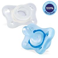 CHICCO Cumlík celosilikónový Physio Mini Soft 1×2 ks, pre chlapca, 0-2m