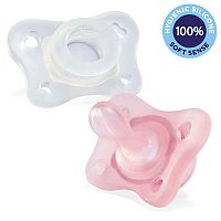 CHICCO Cumlík celosilikónový Physio Mini Soft 1×2 ks, pre dievča, 0-2m
