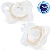 CHICCO Cumlík celosilikónový Physio Mini Soft nočný 1×2 ks, neutral, 2-6m