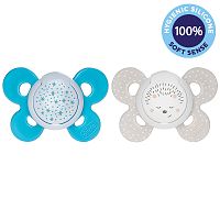 CHICCO Cumlík Physio Comfort silikón nočný chlapec - hviezdy/ježko, 2 ks, 16-36 m+ 1x2ks