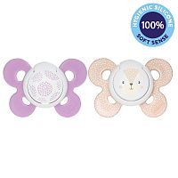 CHICCO Cumlík Physio Comfort silikónový dievča - bodky/líška 2 ks, 6-16 m 1x2ks