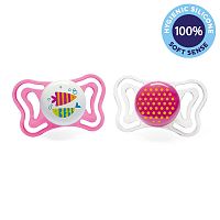 CHICCO Cumlík Physio Light silikónový dievča - rybky/bodky 2 ks, 16-36 m+ 1x2ks