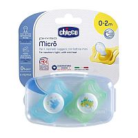 Chicco Cumlík Physio Micro, silikónový, 0-2m+, modrá, 2ks 1×2 ks, upokojujúci cumlík (0-2 m.+)