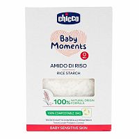 CHICCO Detský škrob ryžový do kúpeľa BABY MOMENTS SENSITIVE 1×250 g, 100 % čistý ryžový škrob
