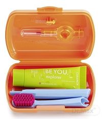 Curaprox Travel Set - 1x kefka,2xCPS, 1xpasta 10ml, oranžový 1×1 set, zubná hygiena