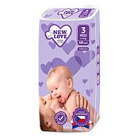 Detské jednorázové plienky New Love remium comfort 3 MIDI 4-9 kg 48 ks 4 do 9 kg, 20C39103