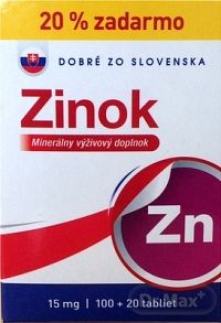 Dobré zo Slovenska Zinok 15 mg 120 tbl, 100+20 zadarmo