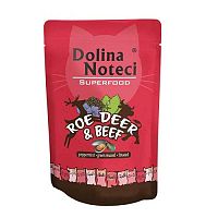 DOLINA NOTECI SUPERFOOD srnčie a hovädzie mäso pre mačky 80% mäsa 85 g