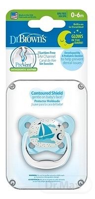 Dr.Brown´S Cumlík Prevent Ortodontický Svietiaci 0-6m Modrý 1×1 ks, svietiaci cumlík, 0-6m, modrý