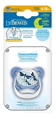 Dr.Brown´S Cumlík Prevent Ortodontický Svietiaci 6-18m modrý 1×1 ks, Svietiaci cumlík, 6-18m, modrý