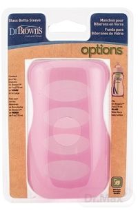 Dr.BROWN´S SILIKÓNOVÝ OBAL NA SKLENENÚ FĽAŠU 270ml svetlo ružový, wide-neck, 1x1 ks