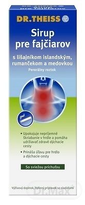 Dr.Theiss Sirup pre fajčiarov s lišajníkom, rumančekom a medovkou 250 ml