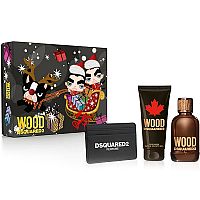 Dsquared2 Wood Men EDT 100 ml + sprchový gél 100 ml + pouzdro na karty darčeková sada