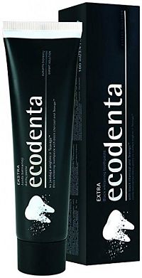 ECODENTA Extra Black bieliaca zubná pasta s čiernym uhlím a Teavigo 1x100ml