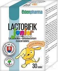 EDENPharma LACTOBIFIK junior 1×30 ks, žuvacie tablety, príchuť pomaranč