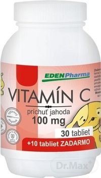 EDENPharma VITAMÍN C 100 mg príchuť jahoda 1×40 tbl, 30+10 zadarmo