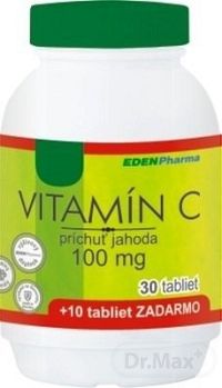 EDENPharma VITAMÍN C 100 mg príchuť jahoda tbl 30+10 (40 ks)