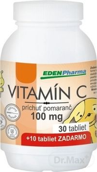 EDENPharma VITAMÍN C 100 mg príchuť pomaranč 1×40 tbl, 30+10 zadarmo