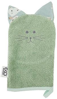 EKO Žinka bavlnená s uškami Cat Olive green 20x15 cm