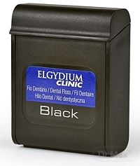 ELGYDIUM CLINIC Black 1x1 ks, voskovaná dentálna niť s fluoridom, 50 m