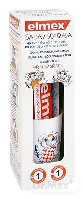 ELMEX CP SÚPRAVA PRE DETI OD 3 DO 6 ROKOV zubná pasta 50 ml + zubná kefka 1 ks + POHÁRIK zadarmo, 1x1 set