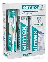 Elmex Sensitive Plus zubná kefka + zubná pasta 75 ml + ústna voda 400 ml darčeková sada