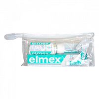 Elmex Sensitive sada v cestovnej taštičke 1×1 set, zubná pasta 75 ml + zubná pasta 20 ml + zubná kefka