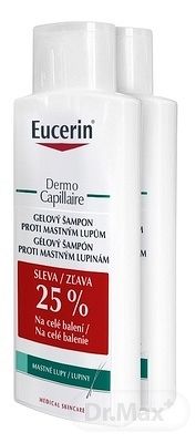 Eucerin DermoCapillaire Gélový šampón proti mastným lupinám - Balenie 1+1 - zľava 25% na celé balenie mastné lupiny (duo, zľava25%) 2x250 m, 1x1 set