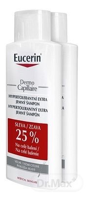 Eucerin DermoCapillaire Hypertolerantný šampón - Balenie 1+1 - zľava 25% na celé balenie extra jemny, citlivá pokožka (duo, zľava 25%) 2x250 ml, 1x1 set
