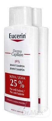 Eucerin DermoCapillaire Jemný šampón pH5 pre citlivú pokožku hlavy - Balenie 1+1 - zľava 25% na celé balenie citlivá pokožka (duo, zľava 25%) 2x250 ml. 1x1 set