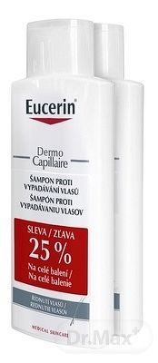 Eucerin DermoCapillaire Šampón proti vypadávaniu vlasov - Balenie 1+1 - zľava 25% na celé balenie rednutie vlasov (duo, zľava 25%) 2x250 ml, 1x1 set