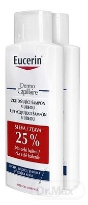 Eucerin DermoCapillaire Upokojujúci šampón s ureou pre suchú pokožku hlavy - Balenie 1+1 - zľava 25% na celé balenie upokojujúci (duo, zľava 25%) 2x250 ml, 1x1 set