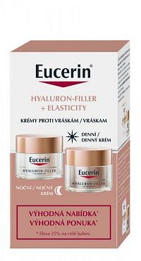 Eucerin HYALURON-FILLER+ELASTICITY krémy denný 50 ml + nočný 50 ml (výhodná ponuka) 1x1 set