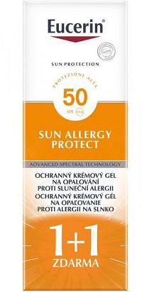 Eucerin SUN ALLERGY PROTECT SPF 50 1+1 ochranný krémový gél na opaľovanie proti alergii na slnko, 2x150 ml