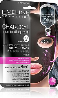 EVELINE CHARCOAL DEEPLY MOISTURIZING FACE SHEET MASK