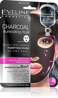 EVELINE CHARCOAL DEEPLY MOISTURIZING FACE SHEET MASK 1x20ml