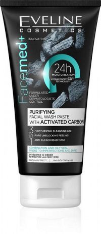Eveline Cosmetics FaceMed čistiaci pleťový gél 3 v 1 pre mastnú a zmiešanú pleť 150 ml