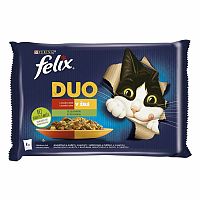 FELIX Fantastic DUO Multipack 12(4x85g) jahňacie a kura/bravčové a zverina so zeleninou 4×85g