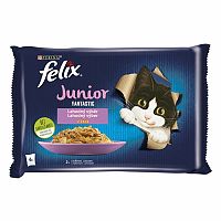 FELIX Fantastic JUNIOR Multipack 12(4x85g) - kura/losos v želé 4×85g