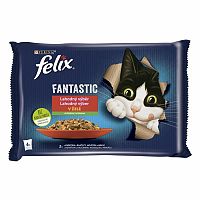 FELIX Fantastic Multipack 12(4x85g) kura s rajčinami/hovädzie s mrkvou 4×85g
