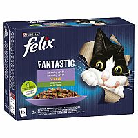 FELIX Fantastic Multipack 6(12x85g) hovädzie s mrkvou/ kura s rajčinami/ losos s cuketou/ pstruh so zel. fazuľ. v želé 12×85g