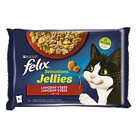 FELIX Sensations Jellies Multipack 12 (4×85g) hovädzie/kura v och. želé 4×85g