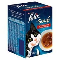 FELIX Soup polievky s hovädzím kuraťom a jahňacím pre mačky 6 x 48 g