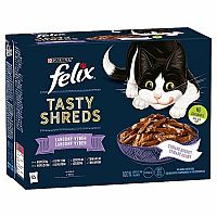 FELIX TASTY SHREDS hovädzie kura losos tuniak v šťave 12 x 80 g