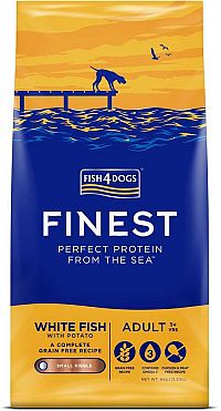 FISH4DOGS Granule malé pre dospelých psy Finest biela ryba so zemakmi 6kg, 1+